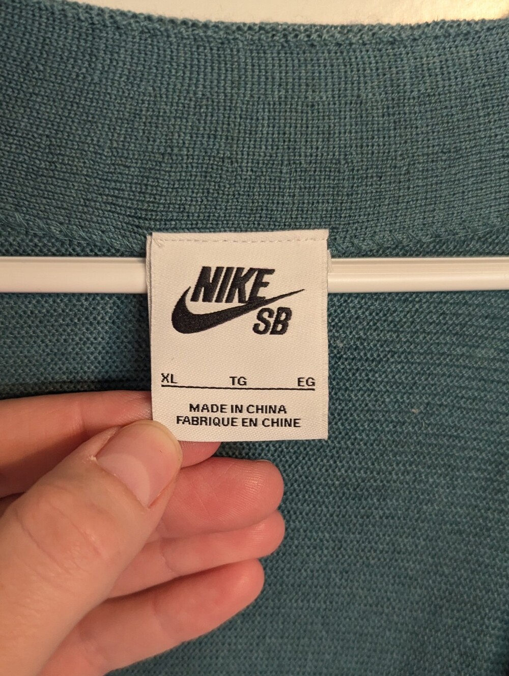 Nike SB Men's Wool Blend Cardigan - Mineral Teal sz XL - Picture 4 of 6